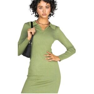 Princess Polly NEW Talia Sweater Mini Dress Pistachio Green Size M/L
